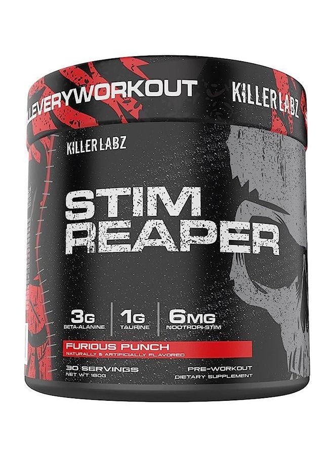 KILLER LABZ - KILLER LABZ Stim Reaper Pre-Workout | 3g Beta-Alanine | 1g Taurine | 6mg Nootropi-Stim | 30 Servings (Furious Punch) - Image 1