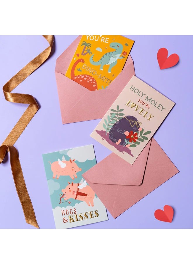 Prims & Flourish Valentine Cards for Kids Classroom, 36-Pack, 9 Cute Animal Designs, 4 x 6 Inches - Image 3