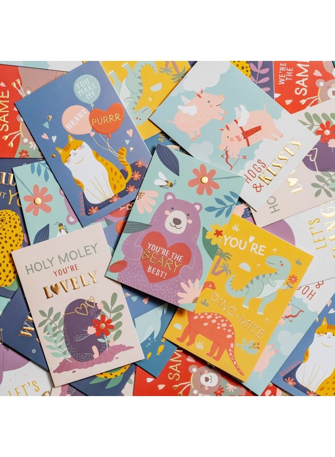 Prims & Flourish Valentine Cards for Kids Classroom, 36-Pack, 9 Cute Animal Designs, 4 x 6 Inches - Image 2
