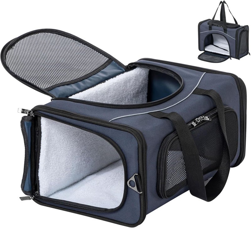 Petsfit Transport Bag Cat & Dog Bag Aeroplane | Flight Bag for Dogs & Transport Box Cat | Airline-Approved Pet Bag | Safe Transport in Car, Plane and Train, M/Blue - Image 1