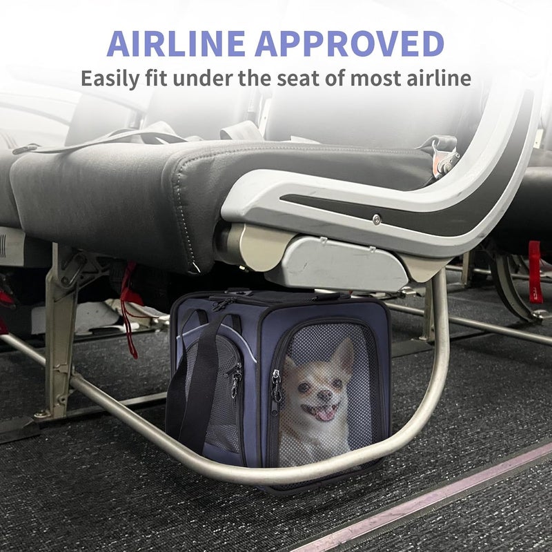 Petsfit Transport Bag Cat & Dog Bag Aeroplane | Flight Bag for Dogs & Transport Box Cat | Airline-Approved Pet Bag | Safe Transport in Car, Plane and Train, M/Blue - Image 4