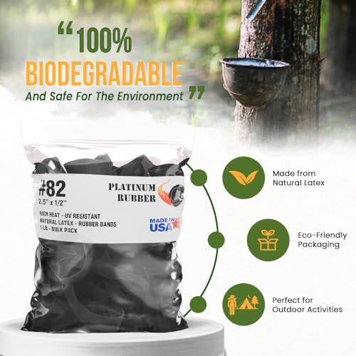 Platinum Rubber أسود #82 أشرطة مطاطية خارجية كبيرة عريضة فائقة الجودة، مصنوعة في الولايات المتحدة الأمريكية، شريط مطاطي بلاتيني مقاوم للأشعة فوق البنفسجية والحرارة (طول 2 1/2 بوصة × عرض 1/2 بوصة) (مطاط أسود 1 رطل) - Image 4