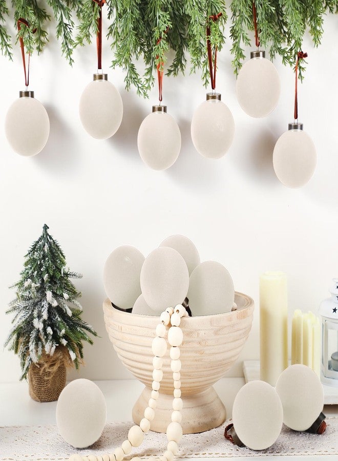 Liliful 15 Pcs Velvet Christmas Balls Bulk Flocked Christmas Tree Ball Ornaments Plastic Xmas Decorative Hanging Ornaments(Creamy White,3.15 Inch) - Image 5