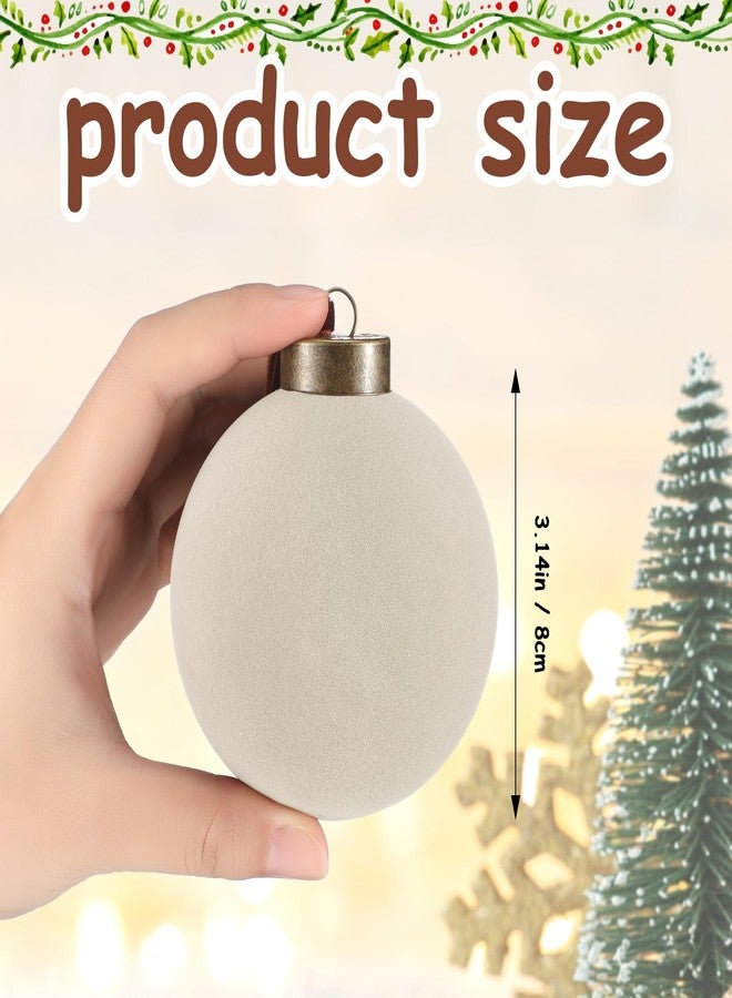 Liliful 15 Pcs Velvet Christmas Balls Bulk Flocked Christmas Tree Ball Ornaments Plastic Xmas Decorative Hanging Ornaments(Creamy White,3.15 Inch) - Image 2