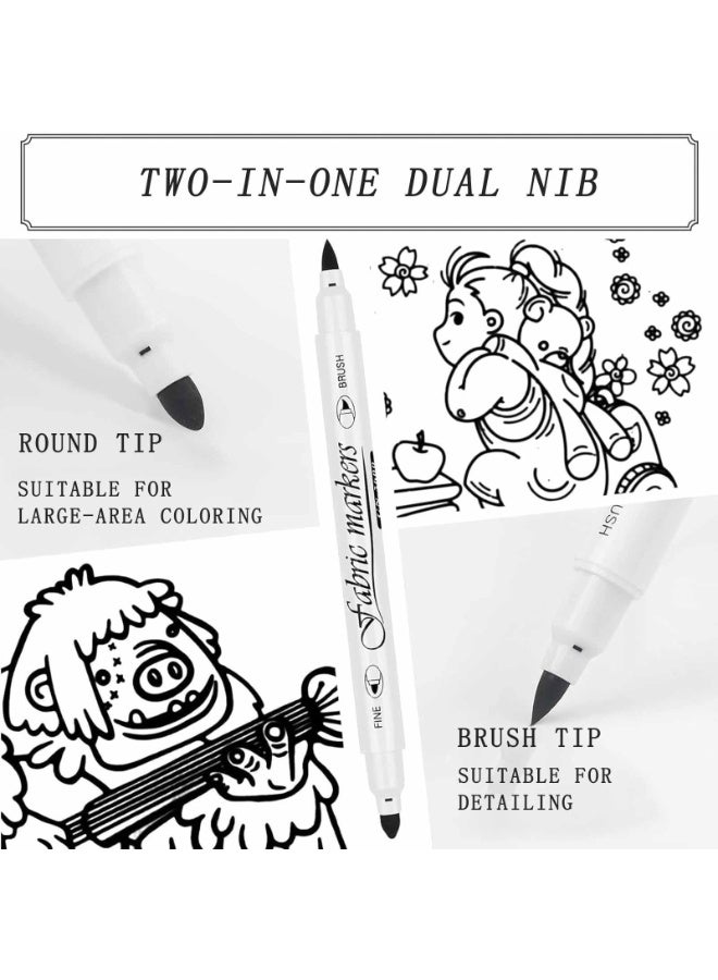 OSHIMA 6 PCS Black Fabric Markers, Textile Pens Machine Washable Black Dual Tips Fabric Paint Pens, Waterproof and No Fading Permanent Textile Markers Fabric Pens for Creative DIY Projects Clothes Shose DIY - Image 3