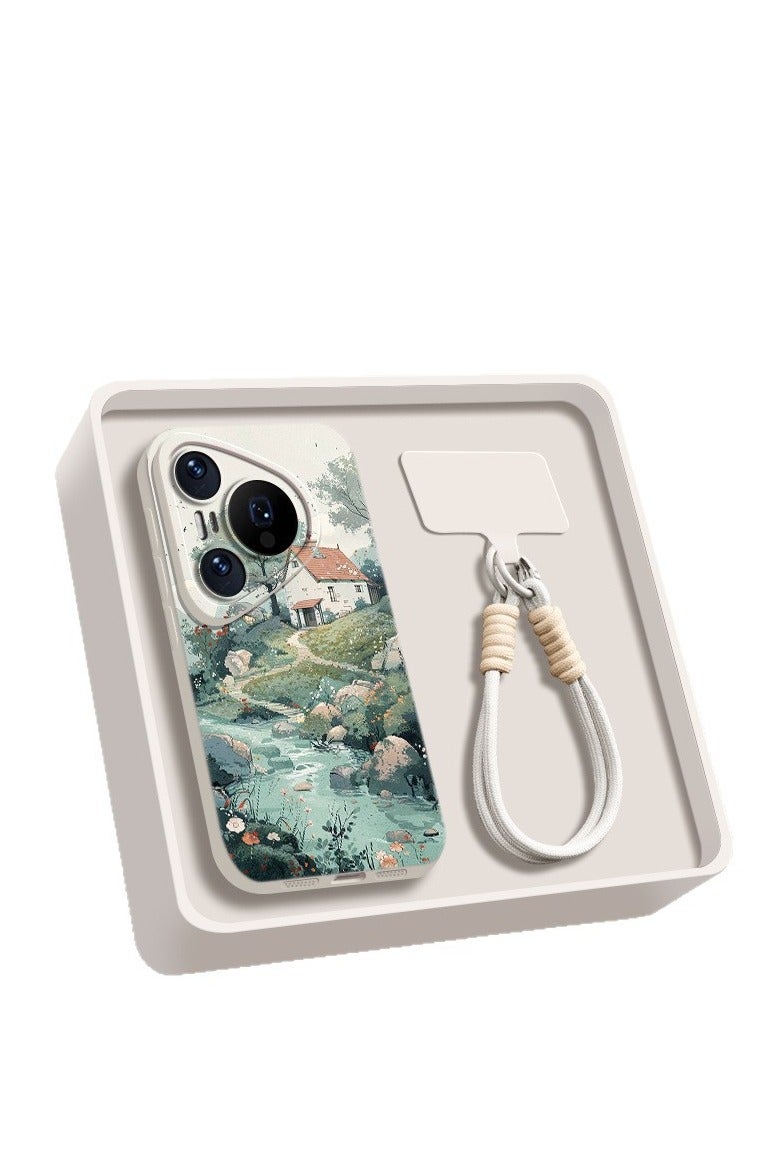 عام غطاء حماية هاتف Huawei Pura 80 Pro - بتصميم لوحة زيتية لطبيعة ربيعية، مع حامل دوار وحزام يد، وحماية كاملة - Image 1