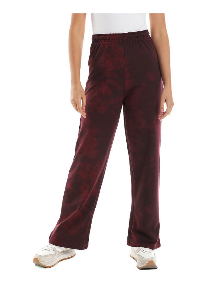 azeez - Burgundy Marbel Wide Leg High Waist Jogger - Image 1