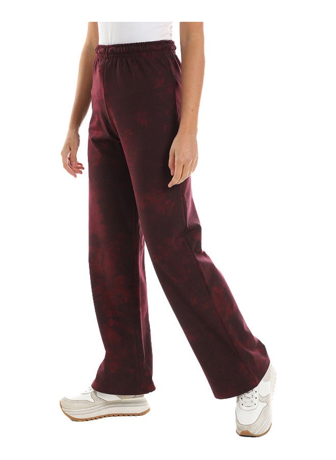 azeez - Burgundy Marbel Wide Leg High Waist Jogger - Image 1