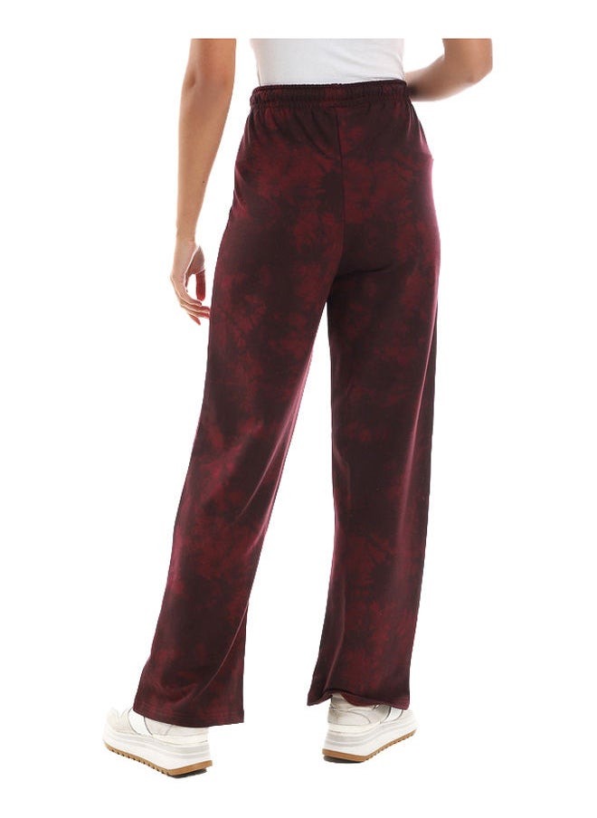 azeez - Burgundy Marbel Wide Leg High Waist Jogger - Image 1
