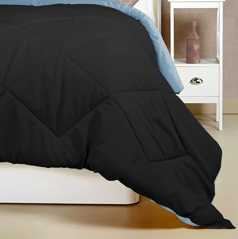 VAS COLLECTIONS 210 TC Solid/Plain Reversible AC Comforter/Blanket for Winter/Quilt/Duvets for King Size Double Bed 220 GSM for Home/Hotel/Hospital Uses (230X250 cm - Black & Silver) - Image 3