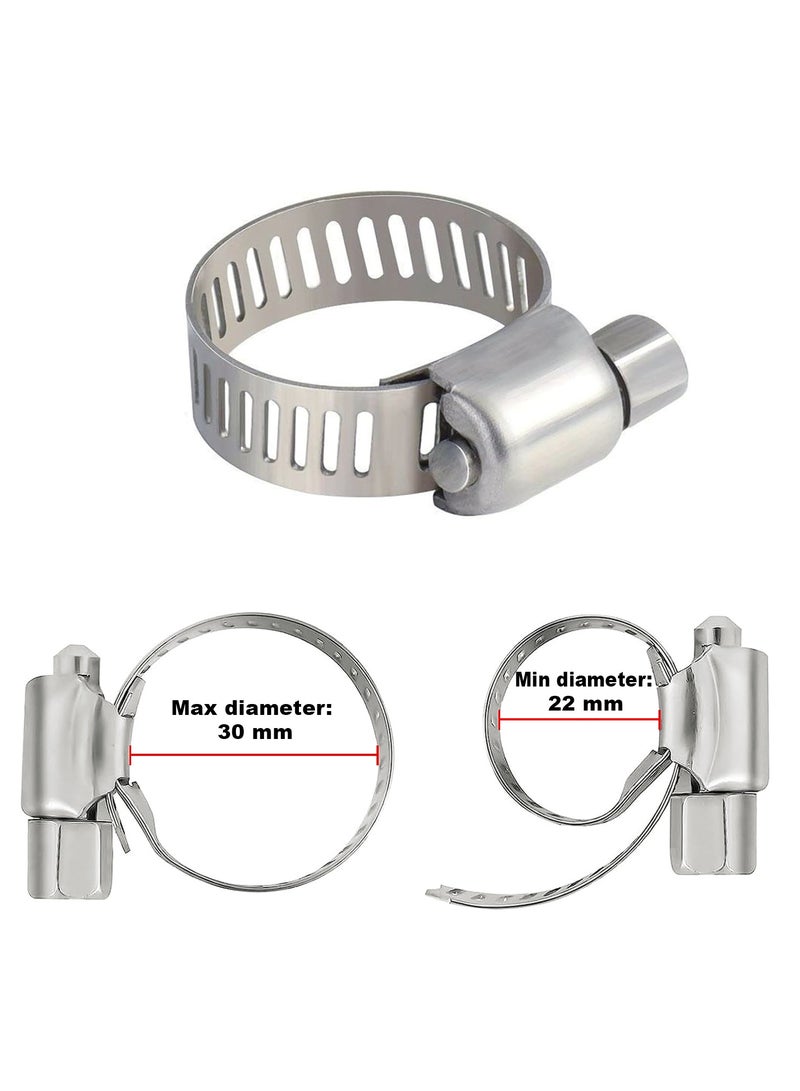 Duravel Duravel Stainless Steel Hose Clamps, Adjustable Worm Drive,(Pack-Of 10, 20-30mm)  - Image 2