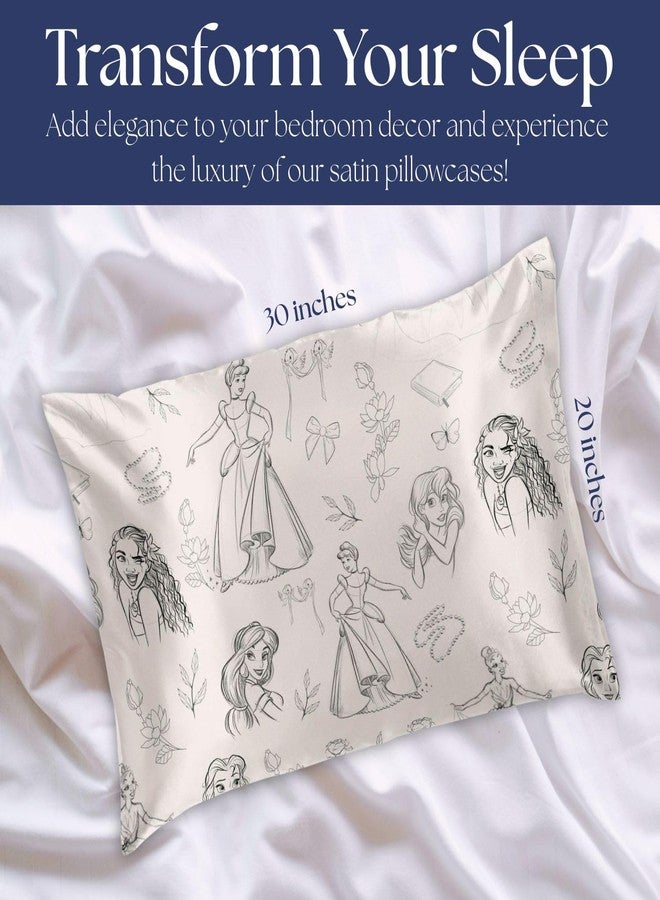 Jay Franco Satin Pillowcase - Standard Size 20x30 Inch Silky Soft Premium Pillow Cover, Beige - Disney Princess - Image 2