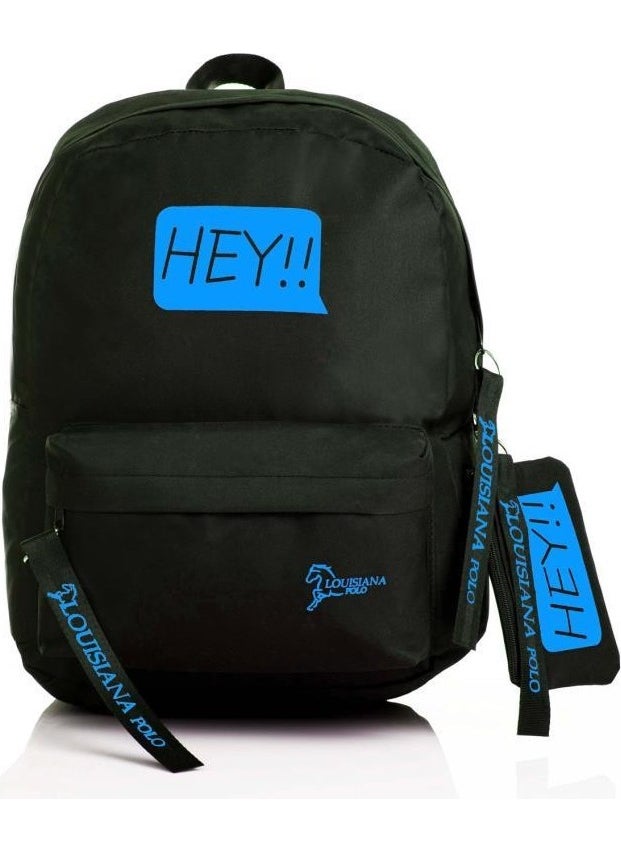 Louisiana Polo Laptop Compartment School Bag Hey!!! Black Blue 1525  - Image 1