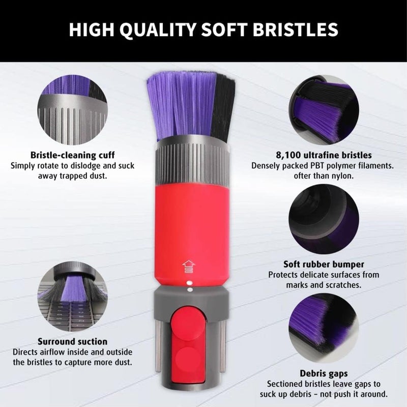 MAKINGTEC Scratch-free Dusting Brush Attachment Replacement, Compatible with Dyson Outsize V7/ V8 Cyclone V10/ V11/ V12 Detect Slim V15 Detect Vacuum Cleaner, Self-cleaning Soft Dust Brush Vacuum Attachment - Image 2
