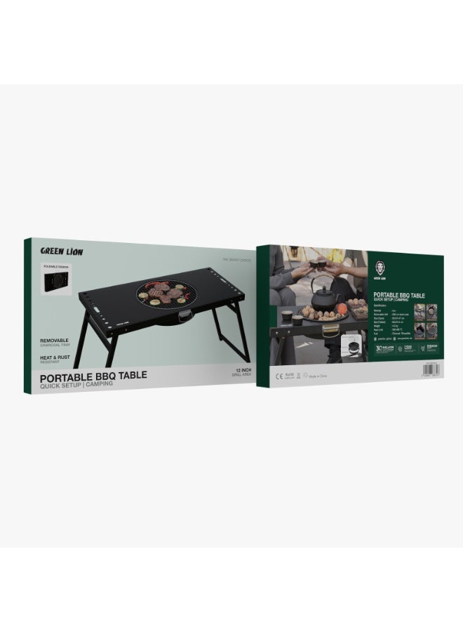GREEN LION Portable BBQ Table / Quick Setup / Removable Charcoal Tray / Foldable Design / Heat & Rust Resistant / Lightweight / 12-Inch Grill Area / Ideal for Camping and Outdoor Use - Image 3