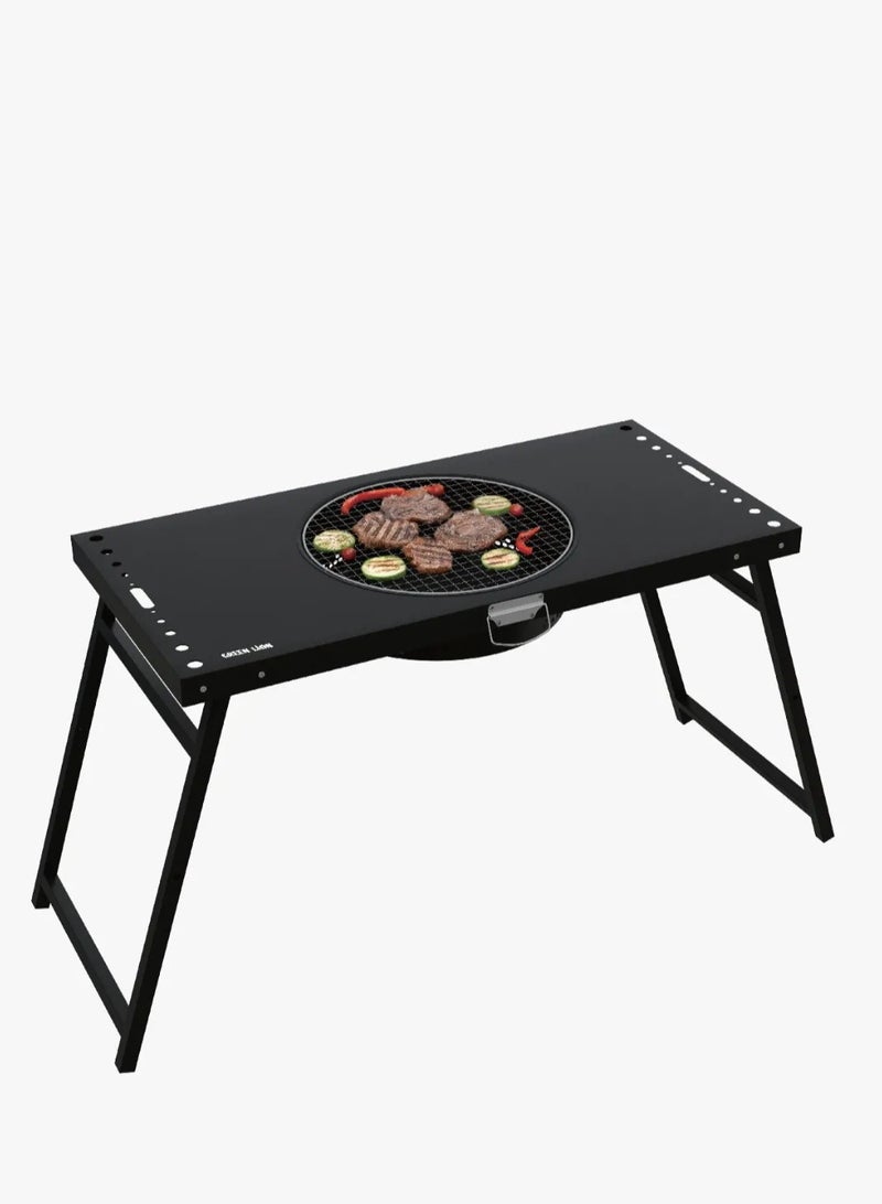 GREEN LION Portable BBQ Table / Quick Setup / Removable Charcoal Tray / Foldable Design / Heat & Rust Resistant / Lightweight / 12-Inch Grill Area / Ideal for Camping and Outdoor Use - Image 1