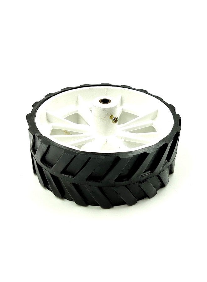 Invento INVENTO 2pcs 110mm x 40mm Plastic Robotic Wheel Durable Rubber White Tire Wheel with metal collet for DC Geared Motor RC Car Robot  - Image 2