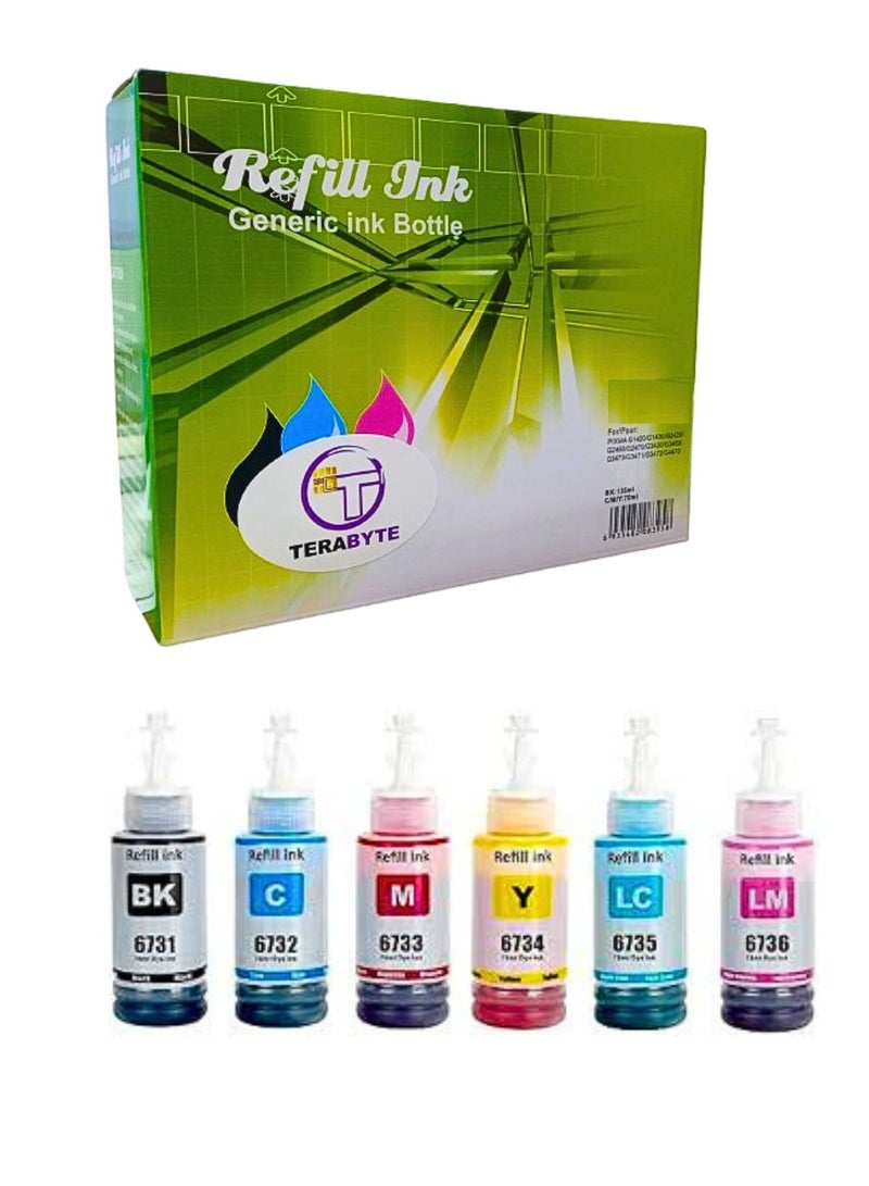 Terabyte 6-Pack 673 Compatible refill ink for Epson L801, L805, L1800, L800, L810, L850, L1300, L18050 with 6 colors - Image 1