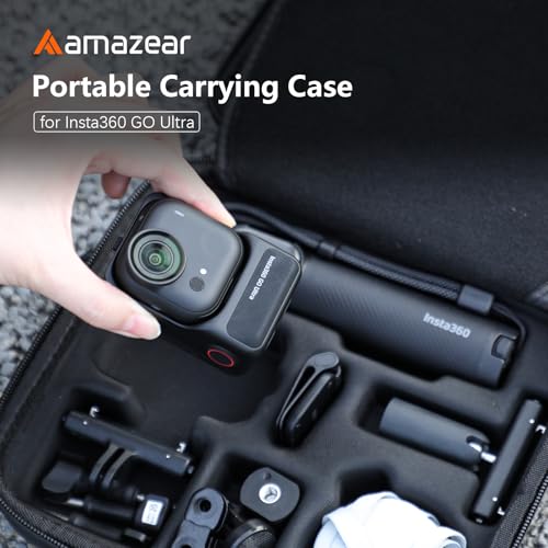 AMAZEAR Carry Case for Insta360 Go Ultra Accessories, Insta 360 Go-Ultra Portable Travel Bag with Shoulder Strap Hard Case for Protection, Organization, and Storage, Water-Resistance, Black - Image 2