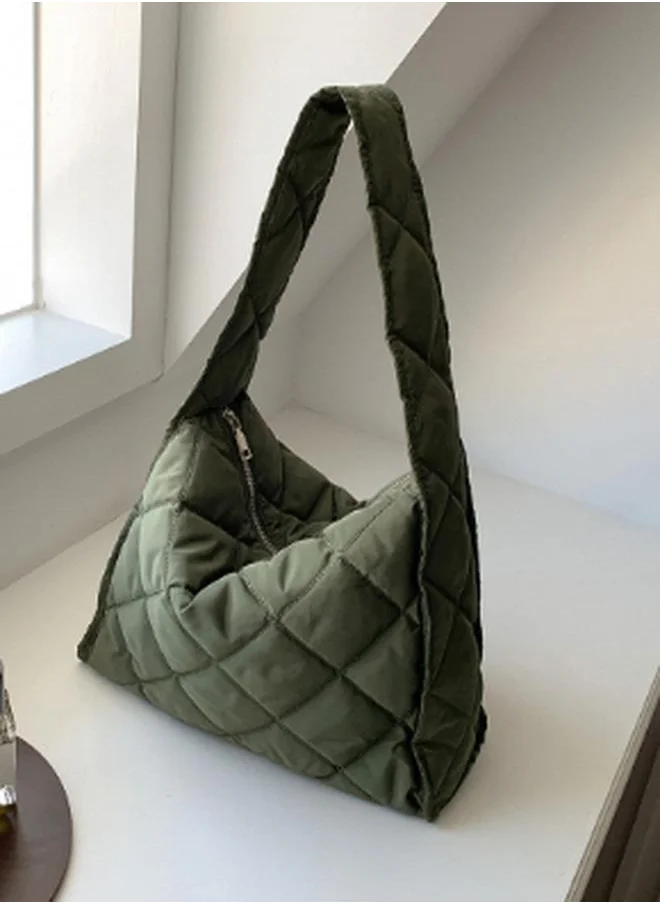 Styli Diamond Pattern Quilted Shoulder Bag with Zip Closure