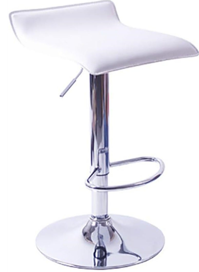 Generic Adjustable Bar Chair Swivel Bar Stool with Footrest for Counter White  - Image 1