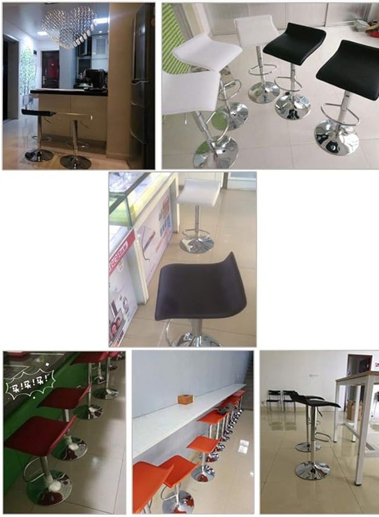 Generic Adjustable Bar Chair Swivel Bar Stool with Footrest for Counter White  - Image 3