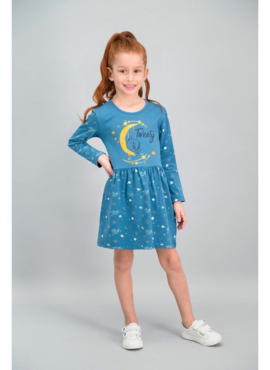 Tweety Licensed Dark Petrol Girls' Dress 