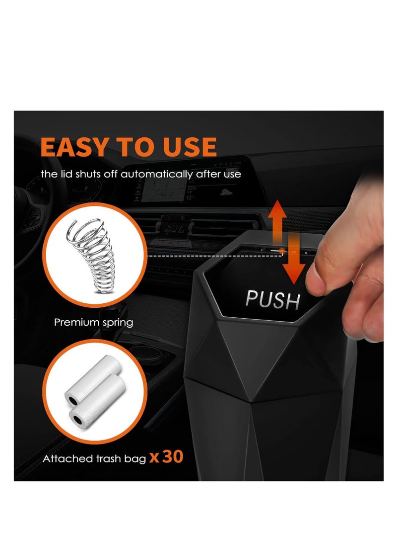 HOTOR - HOTOR Car Trash Can with Lid - 2 Pack, Mini Essential Car Accessories for Interior, Leakproof Garbage Can with 30 Attached Trash Bags, Multipurpose Organizers and Storage for Car, Home, Office - Image 1