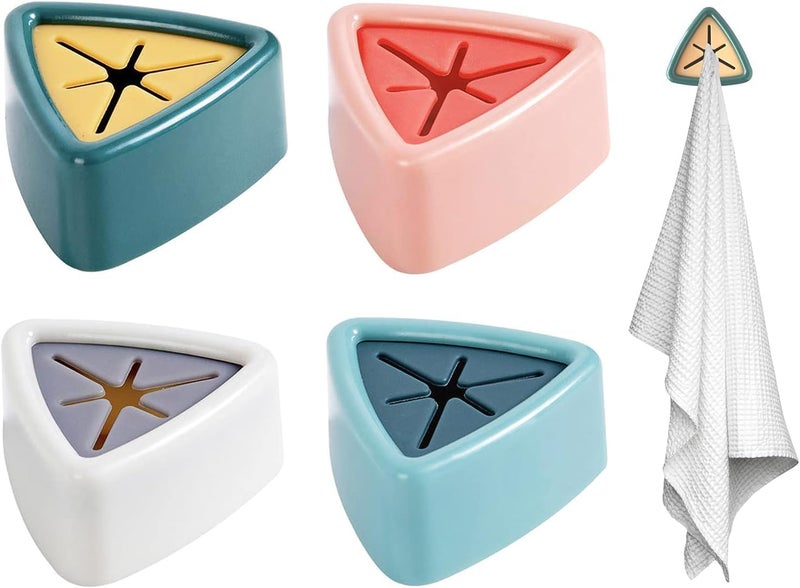 Self-Adhesive Towel Hooks for Smooth Surfaces, Hand Towel Holders, No Drilling Required, Set of 4 Hooks for Kitchen, Bathroom, RV, and Camper, Easy to Install and Fun to Use - Image 1