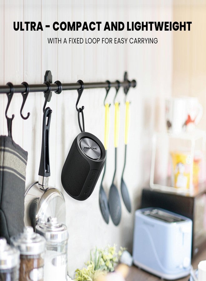 MIATONE QBOX - 16W Bluetooth Speaker IP67 Waterproof Speaker with Deep Bass, Portable Speakers for Beach Camping Accessories, Gifts for Men Fathers Him - Black - Image 3