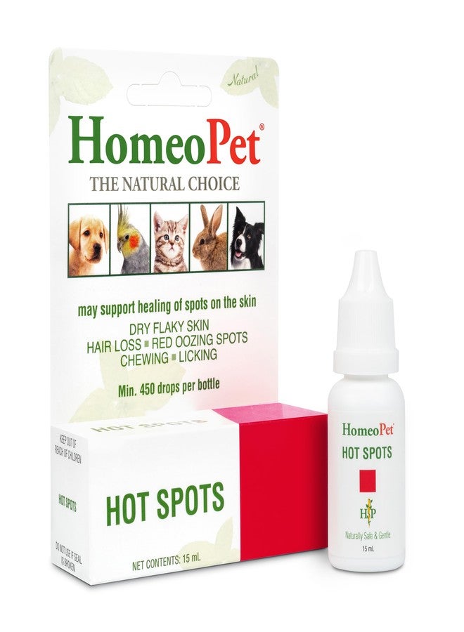 HomeoPet Hot Spots, Safe and Natural Cat and Dog Skin-Soothing Medicine for Red, Irritated, and Flaky Pet Skin, 15 Milliliters - Image 1