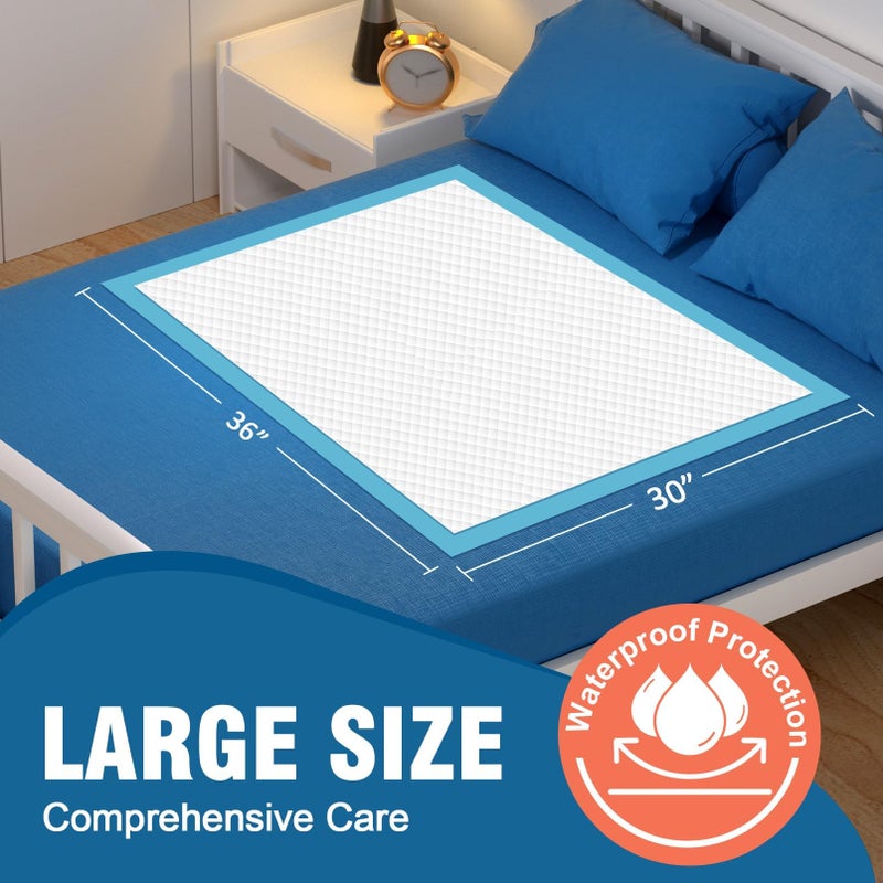MILDPLUS 50 Count Disposable Bed Pads 30''X36'' MILDPLUS Super Absorbent Underpads, Disposable Extra Large Chucks Pads Incontinence Pads for Adults and Kids, Dog Training Pads - Image 2
