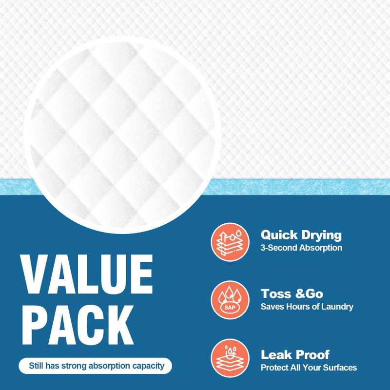 MILDPLUS 50 Count Disposable Bed Pads 30''X36'' MILDPLUS Super Absorbent Underpads, Disposable Extra Large Chucks Pads Incontinence Pads for Adults and Kids, Dog Training Pads - Image 4