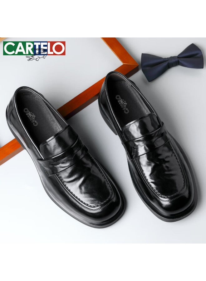 Cartelo Top-grain Leather Shoes For Men, 2025 New Loafers, Breathable Business Casual Shoes, Men's Leather Shoes, K054 Black, Size 40 - Image 5