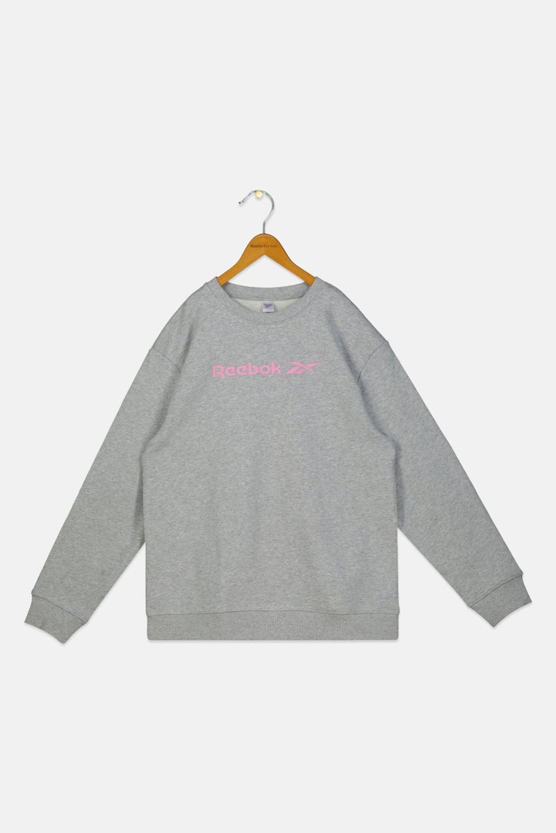 Reebok Kids Girl Sportswear Fit Long Sleeve Outdoor Sweatshirt, Grey - Image 2