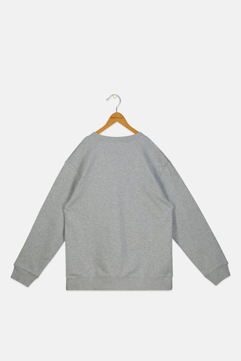 Reebok Kids Girl Sportswear Fit Long Sleeve Outdoor Sweatshirt, Grey - Image 3