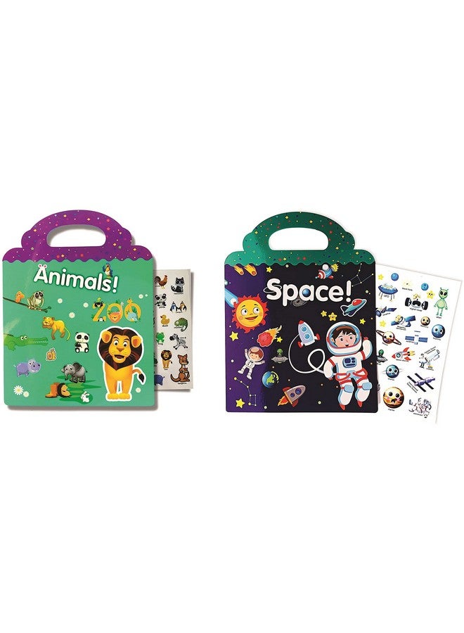 Chocozone 32 Reusable Stickers Book Waterproof Stickers Toys for 2 Years Old Boys & Girls Learning Preschool Educational Book for Kids (Multicolor) -Pack of 2 - Image 1