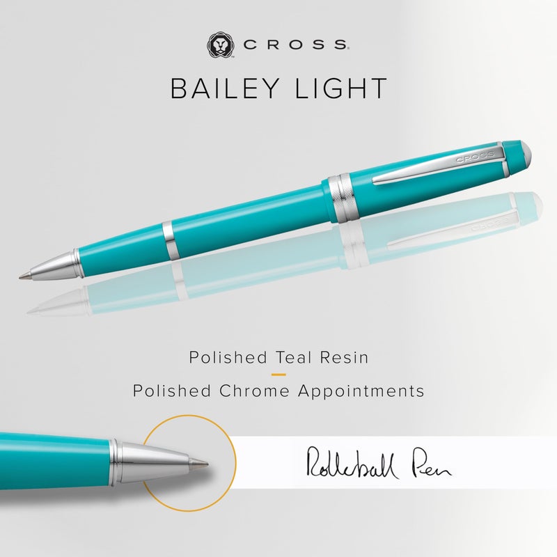 Cross قلم حبر جل رولر قابل لإعادة التعبئة من كروس بيلي، متوسط رولر، يشمل علبة هدايا فاخرة - أزرق مائل إلى الأخضر - Image 2