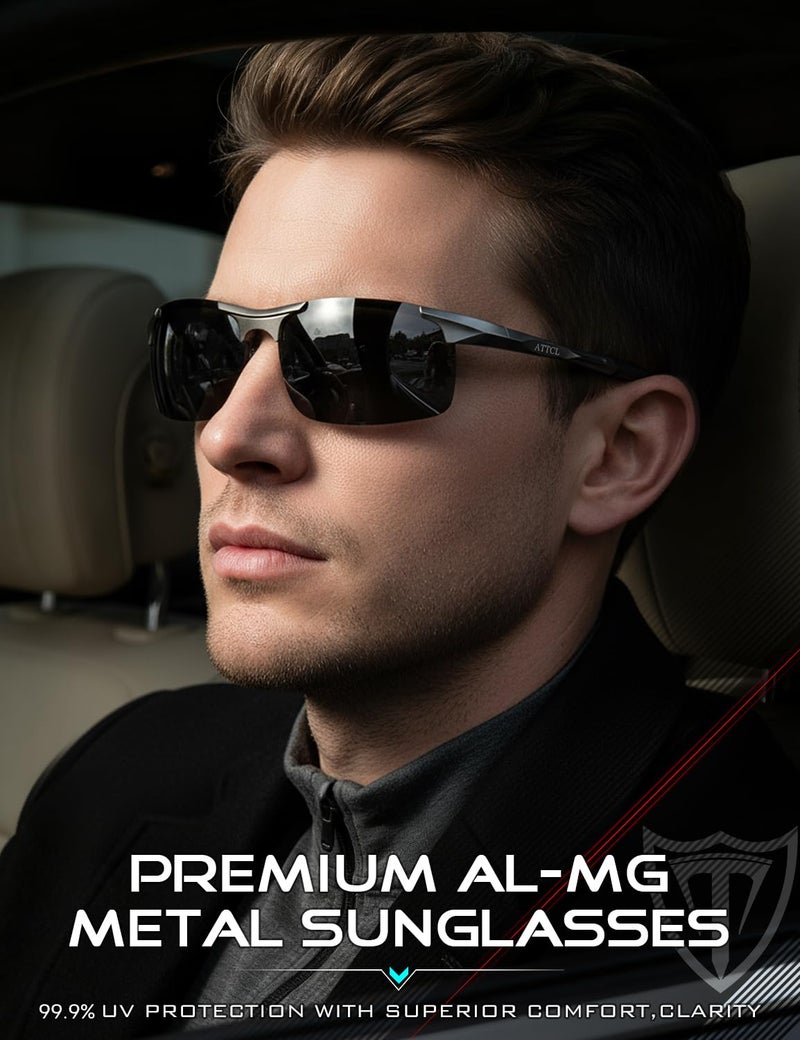 ATTCL Men's Fashion Sports Driving Polarized Sunglasses for Men Fishing - Al-Mg metal Ultralight 8177 - Image 2