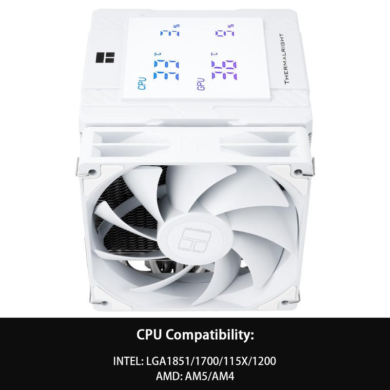 Thermalright Peerless Assassin 120 Digital White CPU Cooler Air with 6X6mm Heatpipes, Magnetic Display Board Top Cover,Heatsink CPU Cooler, for AM4/AM5 and Intel lga1700/1851/1150/1151/1200 - Image 3