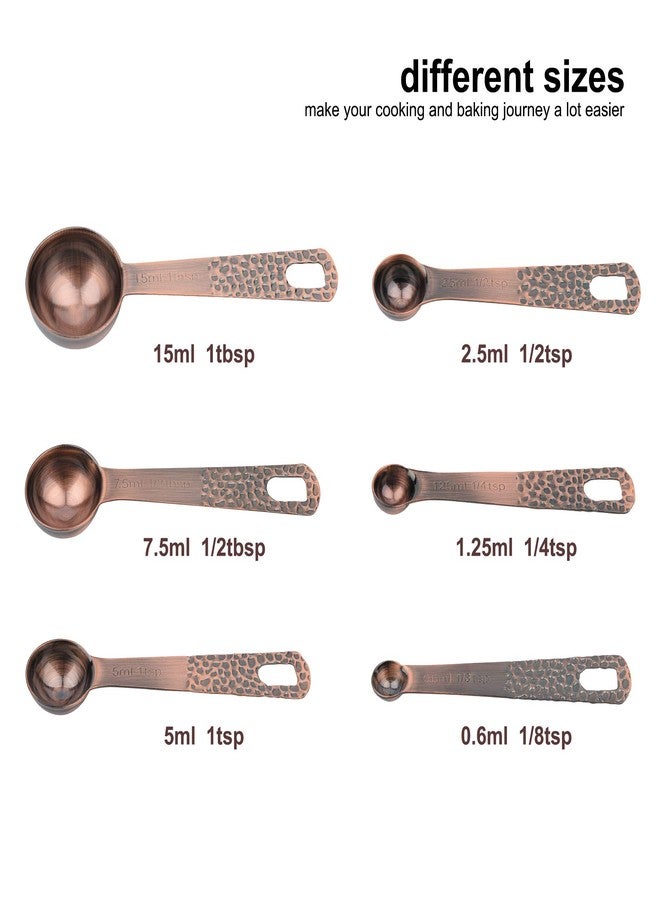 Hotsyang Measuring Cups and Spoons Set 12, Metric & US Copper Measuring Cups and Spoons set for Dry & Liquid, Stainless Steel 5 Measure Cup and 6 Measurf Spoon with 1 Leveler - Image 3