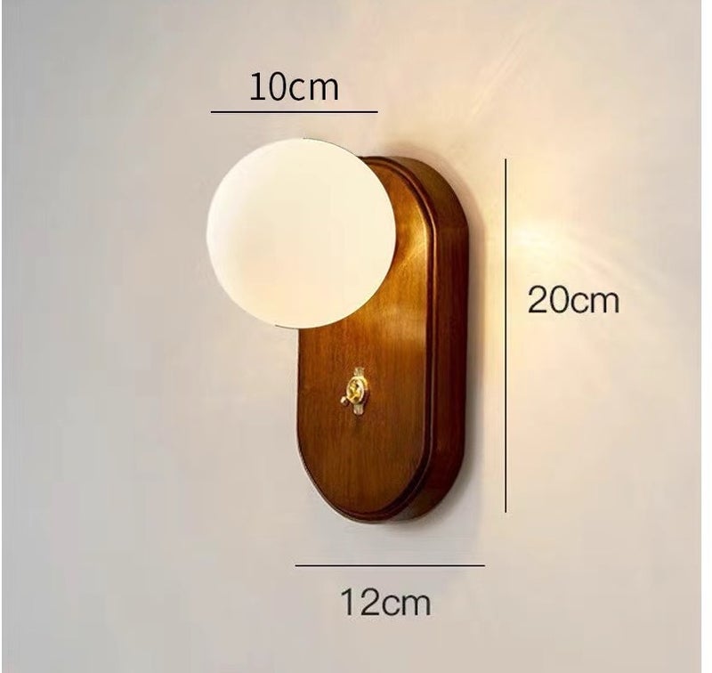 Wooden Ice Cube Wall Lamp - Retro Wabi-Sabi Decor Bedside Light, Warm/3-Color OptionsMilk White Ball 3-Color Light
