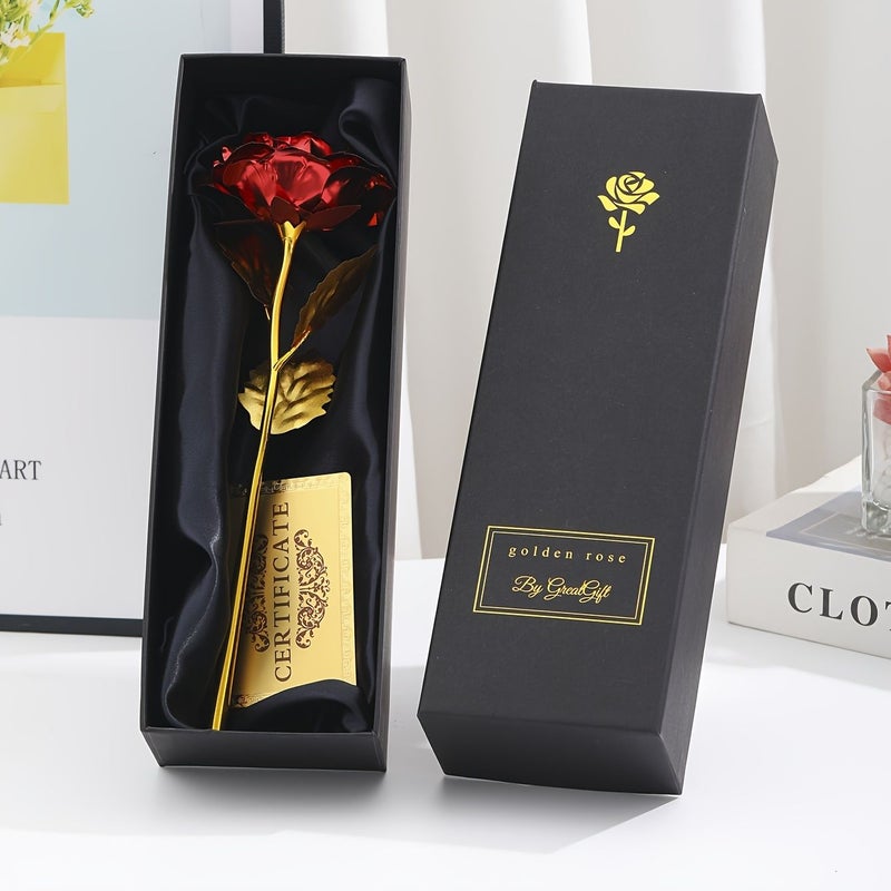 Blue Flower Black Box Faux Rose Gift Set For Mother's Day Birthday Party Girlfriend - Image 1