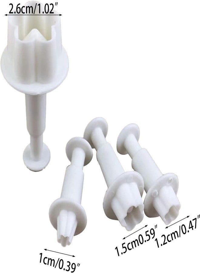 WLngtv 4Pcs White Flower Plunger Cookie Cutters, Blossom Cake Fondant Mold,DIY Flower Cake Fondant Mold Plastic Cake Decorating Tools Baking Accessories for Baking Plastic, Dessert and Candy Sculpting Tools - Image 2