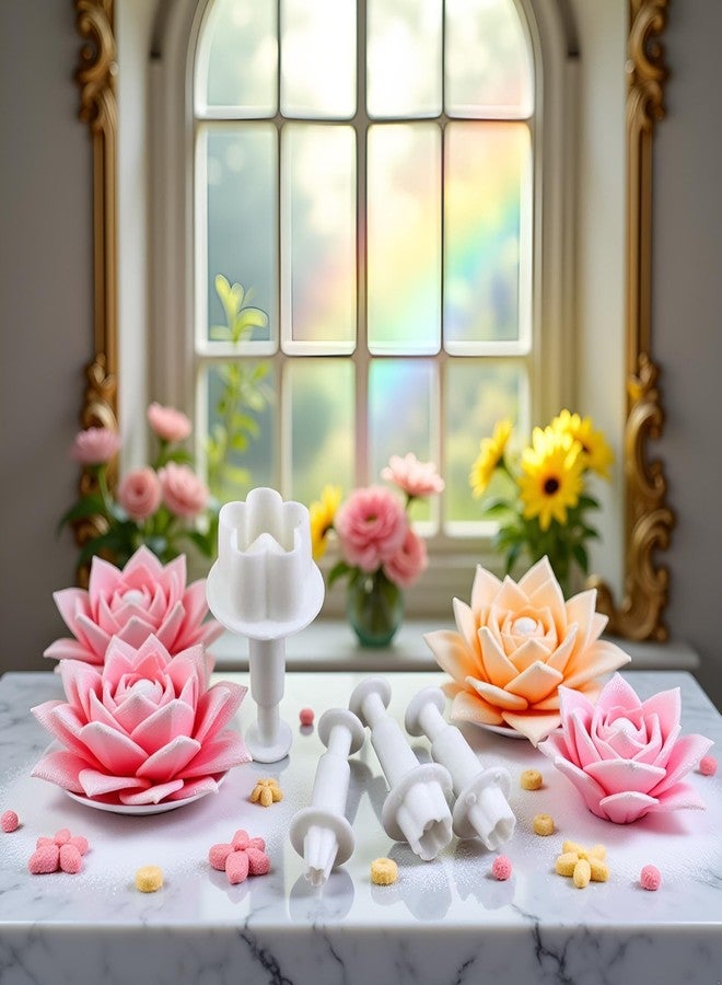 WLngtv 4Pcs White Flower Plunger Cookie Cutters, Blossom Cake Fondant Mold,DIY Flower Cake Fondant Mold Plastic Cake Decorating Tools Baking Accessories for Baking Plastic, Dessert and Candy Sculpting Tools - Image 5