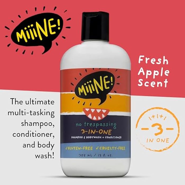 MiiiNE! 12oz Kids Shampoo and Conditioner 3 In 1 Apple Scented Body Wash with Gentle Formula - Gluten Free Made Cruelty Free in USA By Stylists - Image 4