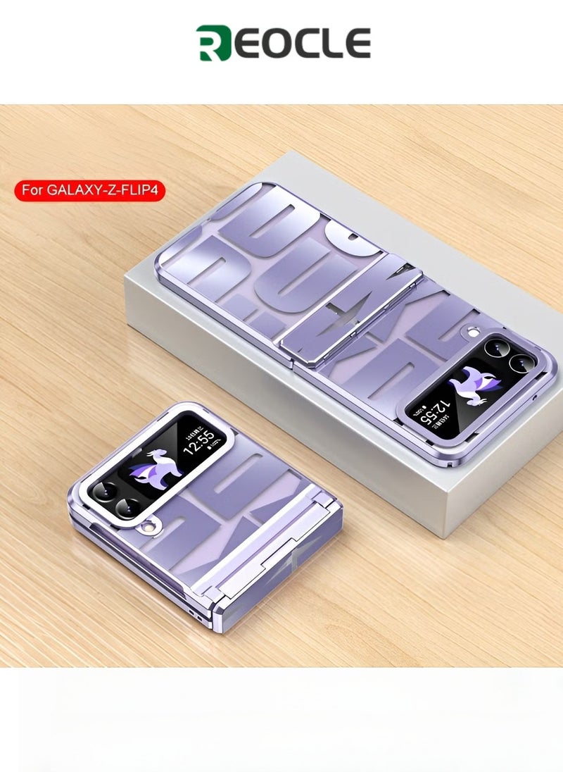 ريوكل جراب Samsung Galaxy Z Flip 4 3 مع حماية المفصلة، ​​غطاء كامل، جراب نحيف، جراب هاتف فاخر مطلي بالكهرباء، جراب هاتف عصري مزين بحروف لهاتف Galaxy Z Flip 4 3 - Image 1