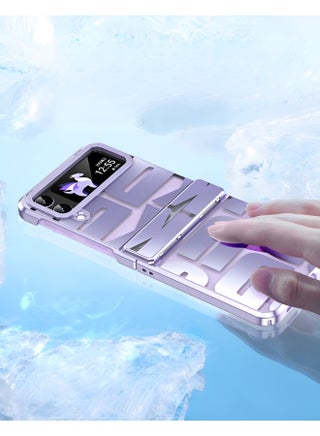 جراب Samsung Galaxy Z Flip 4  مع حماية المفصلة، ​​غطاء كامل، جراب نحيف، جراب هاتف فاخر مطلي بالكهرباء، جراب هاتف عصري مزين بحروف لهاتف Galaxy Z Flip 4 3 - view 4