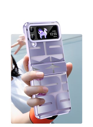 جراب Samsung Galaxy Z Flip 4  مع حماية المفصلة، ​​غطاء كامل، جراب نحيف، جراب هاتف فاخر مطلي بالكهرباء، جراب هاتف عصري مزين بحروف لهاتف Galaxy Z Flip 4 3 - view 3