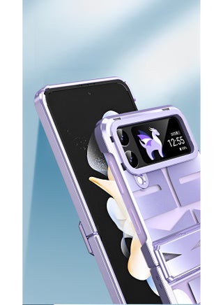 جراب Samsung Galaxy Z Flip 4  مع حماية المفصلة، ​​غطاء كامل، جراب نحيف، جراب هاتف فاخر مطلي بالكهرباء، جراب هاتف عصري مزين بحروف لهاتف Galaxy Z Flip 4 3 - view 5